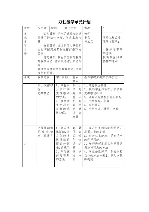 双杠教学计划