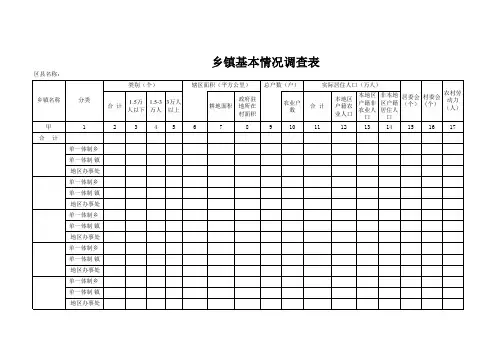 【Excel表格】乡镇基本情况调查表(范本)