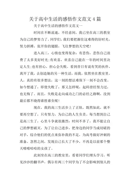 关于高中生活的感悟作文范文4篇