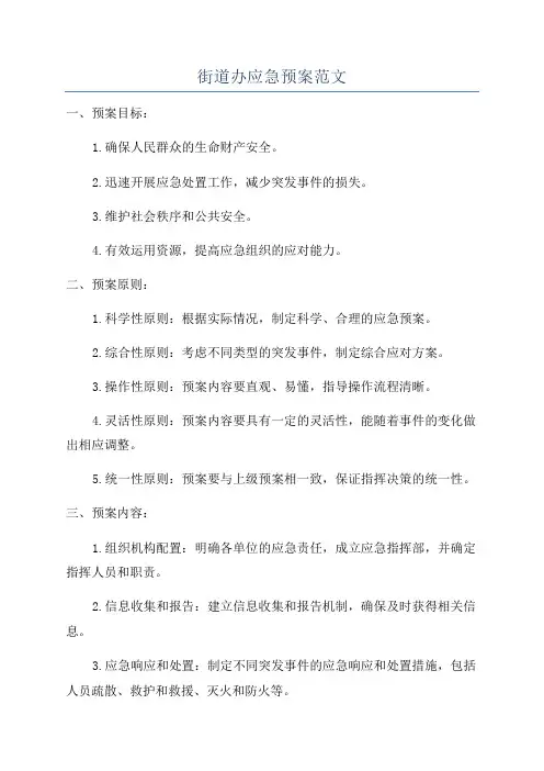 街道办应急预案范文