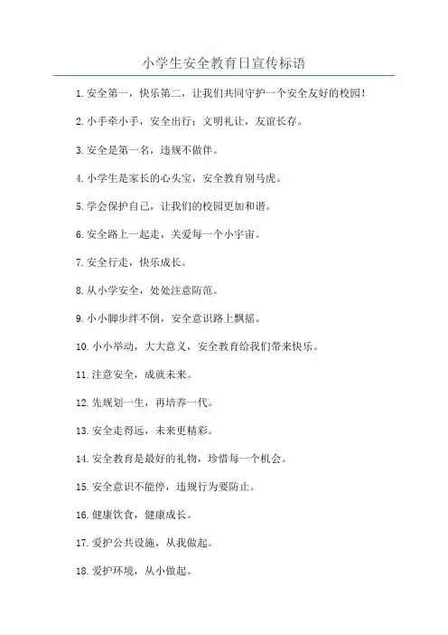 小学生安全教育日宣传标语