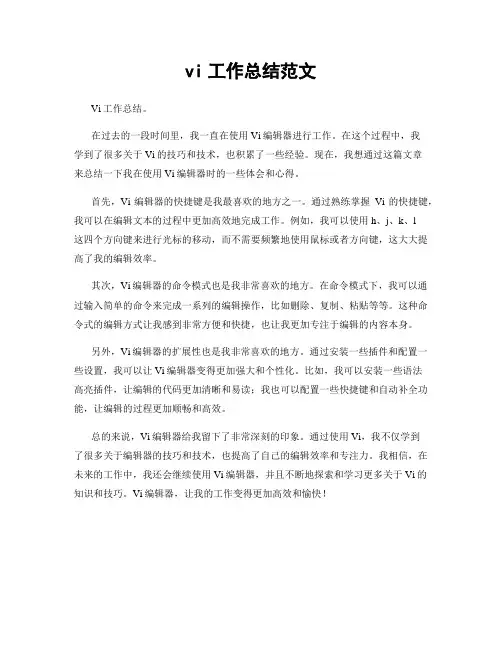 vi工作总结范文