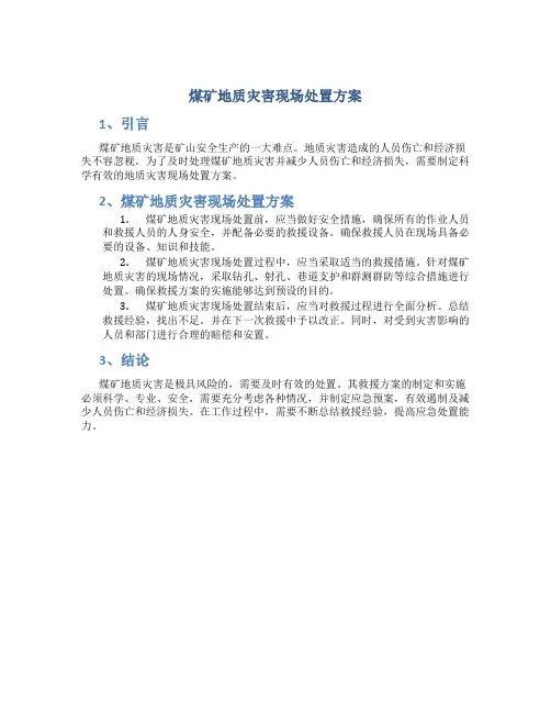 煤矿地质灾害现场处置方案