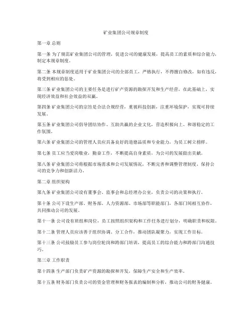 矿业集团公司规章制度