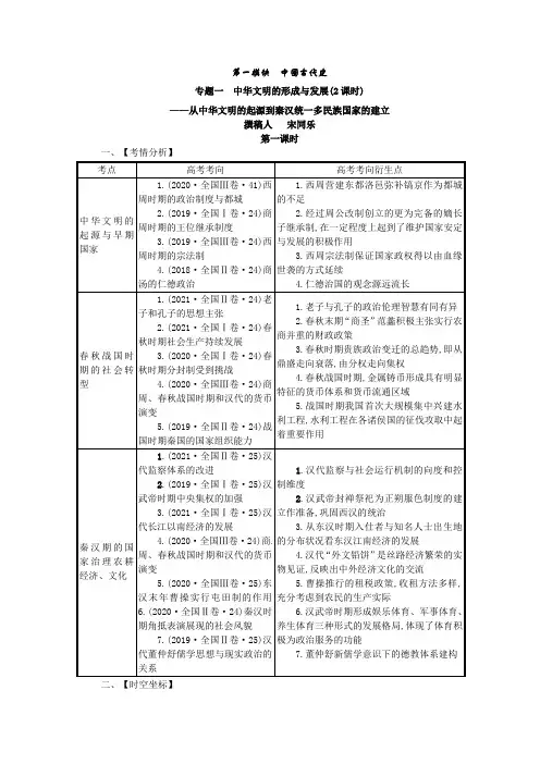2022届高考历史二轮专题一