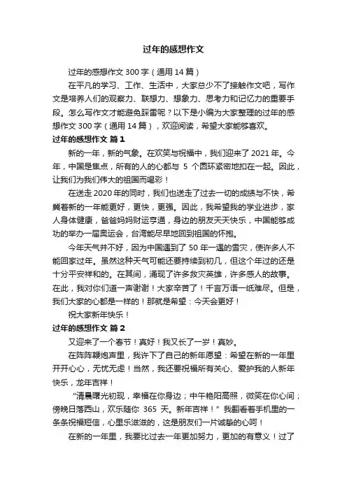 过年的感想作文