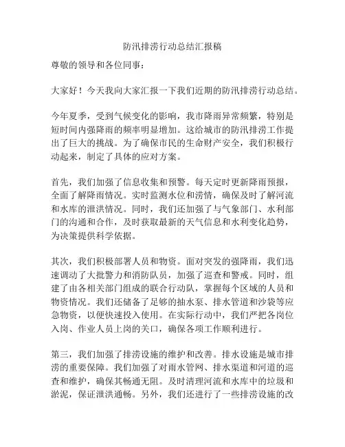 防汛排涝行动总结汇报稿
