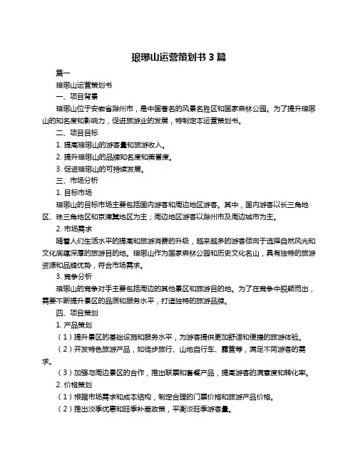 琅琊山运营策划书3篇