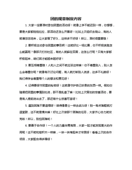 团的规章制度内容
