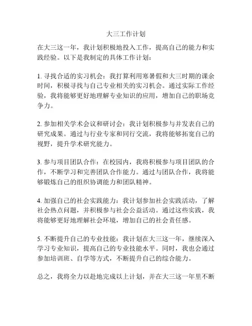 大三工作计划