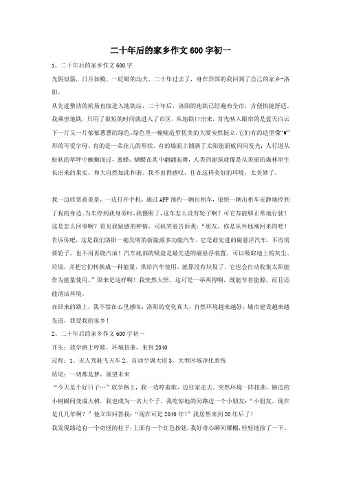 二十年后的家乡作文600字初一