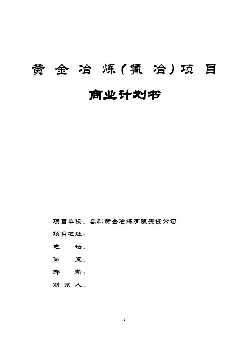 黄金冶炼项目商业计划书