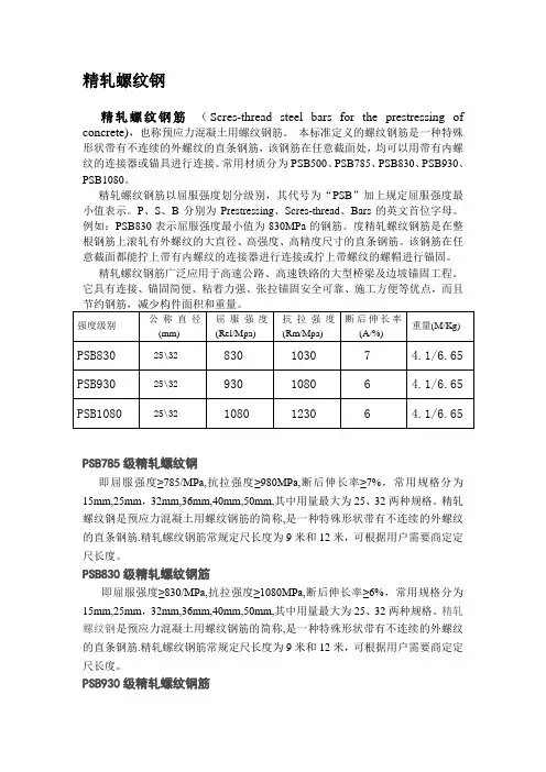 精轧螺纹钢技术资料