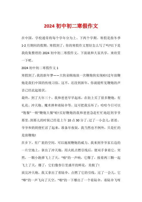 2024初中初二寒假作文