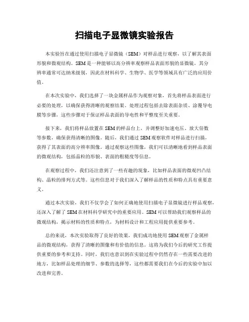 扫描电子显微镜实验报告