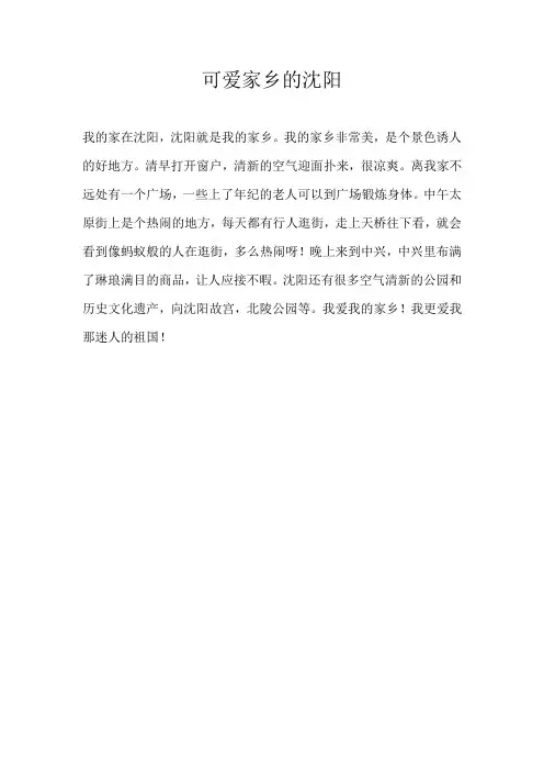 二年级写景可爱家乡的沈阳