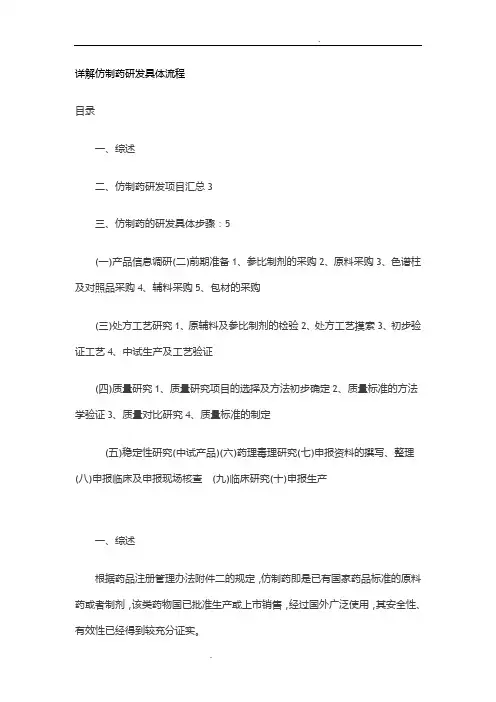 详解仿制药研发具体流程