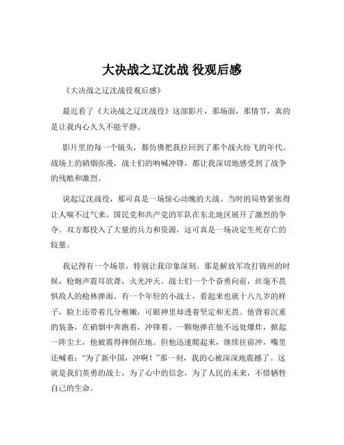 大决战之辽沈战 役观后感