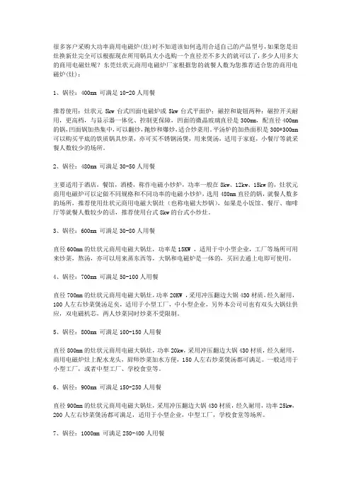 多少人用多大的商用电磁灶呢