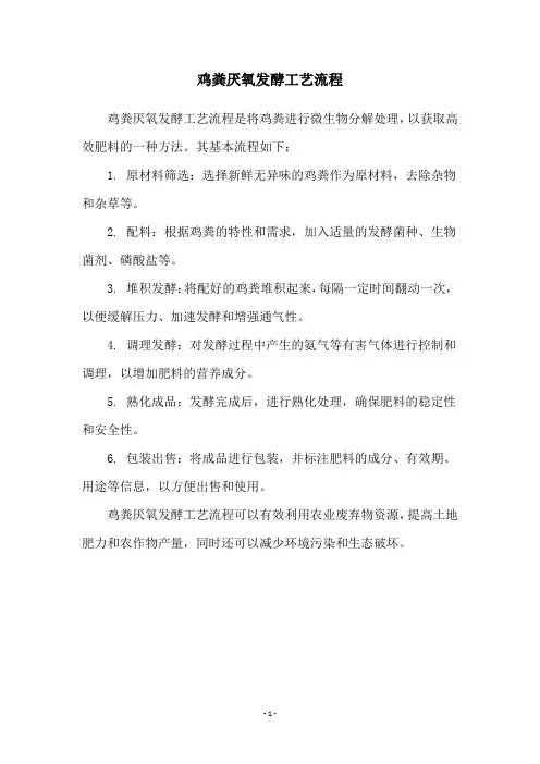 鸡粪厌氧发酵工艺流程
