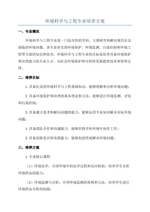 环境科学与工程专业培养方案