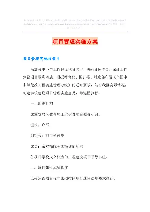 项目管理实施方案