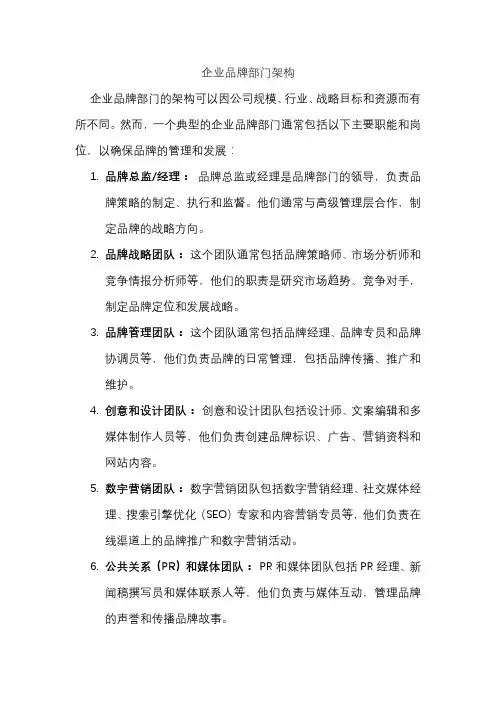 企业品牌部门架构