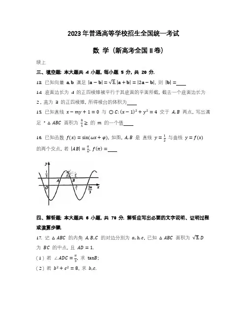 2023年新课标II卷数学高考真题-辽宁适用(二)