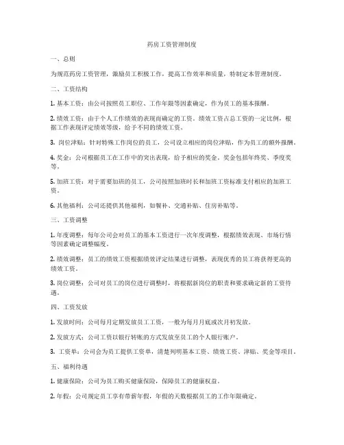 药房工资管理制度