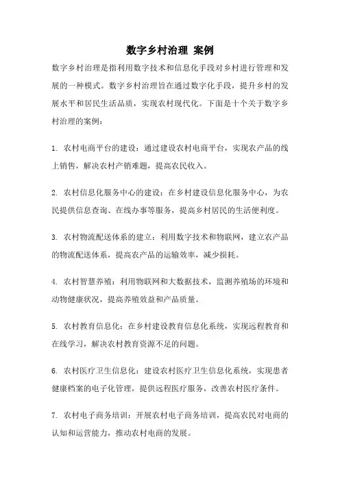 数字乡村治理 案例