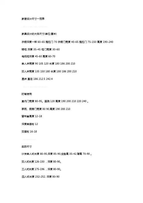 衡宇建筑学家居设计尺寸一览表