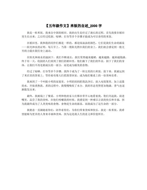 【五年级作文】米饭的自述_2000字