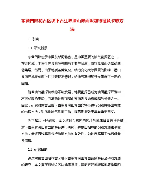 东营凹陷花古区块下古生界潜山界面识别特征及卡取方法