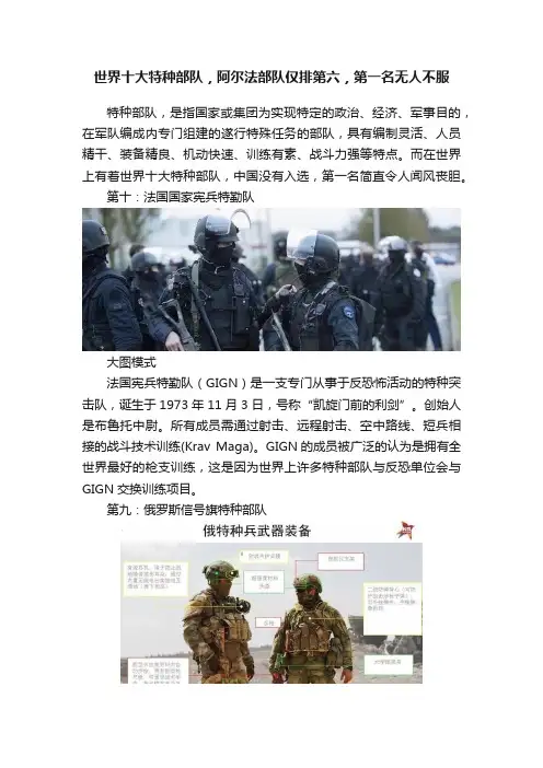 世界十大特种部队，阿尔法部队仅排第六，第一名无人不服