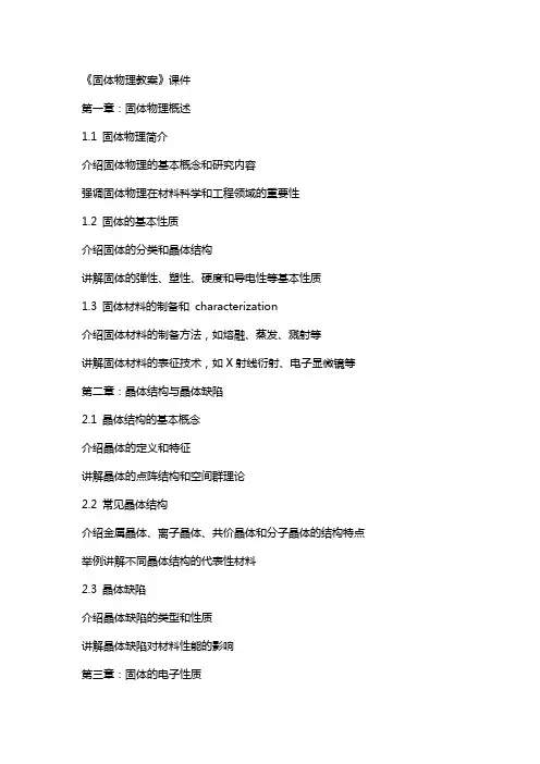 《固体物理教案》课件