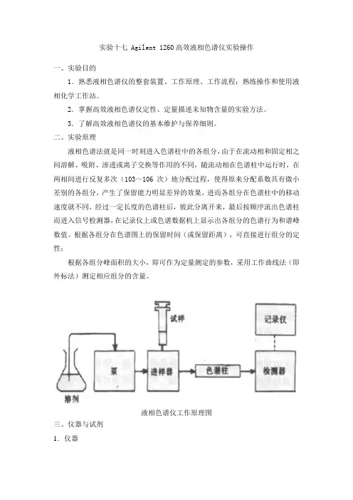 Agilent 1260高效液相色谱仪实验操作
