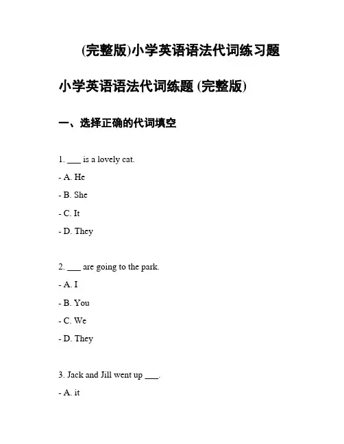 (完整版)小学英语语法代词练习题