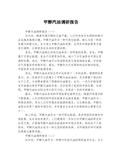 甲醇汽油调研报告