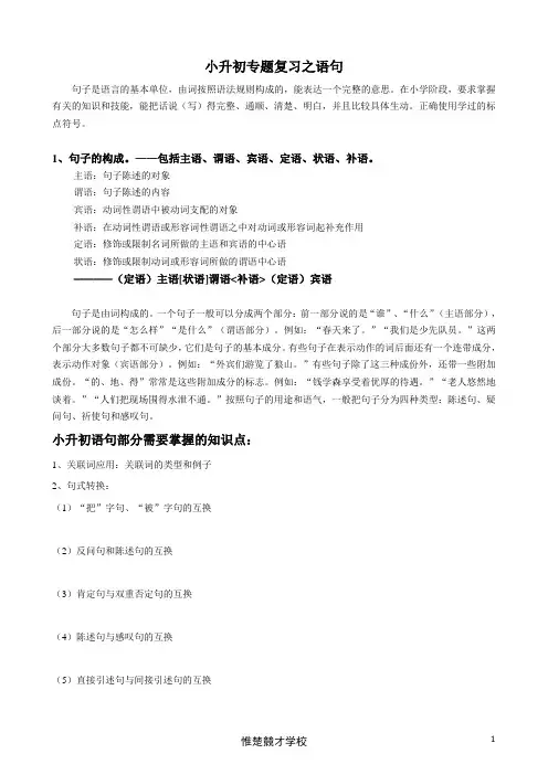 小升初语文专项复习之语句