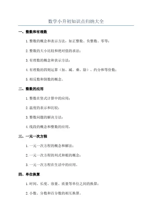 数学小升初知识点归纳大全
