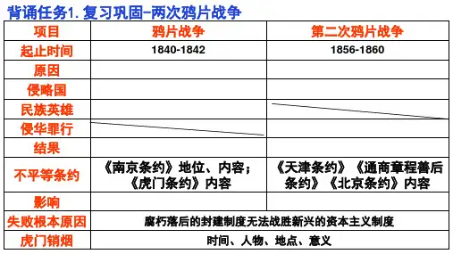 中国历史：第二单元近代化的早期探索与民族危机的加剧-山东省东平县实验中学中考历史专题复习课件(共20张PPT)