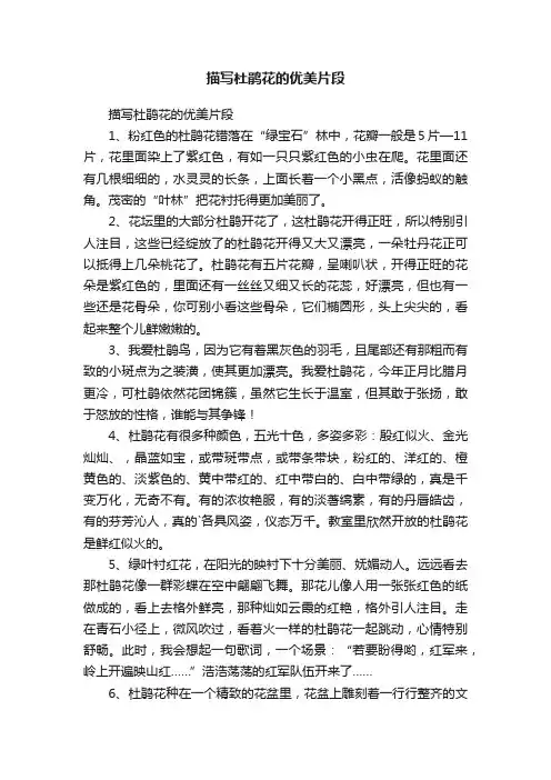 描写杜鹃花的优美片段