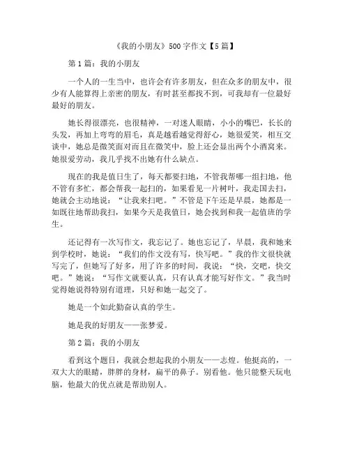 《我的小伙伴》500字作文【5篇】