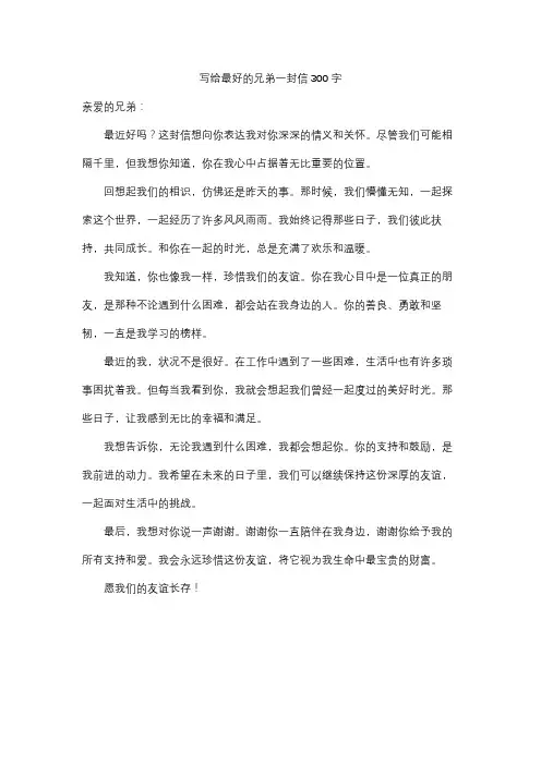 写给最好的兄弟一封信300字