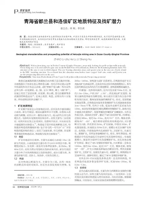 青海省都兰县和洛佳矿区地质特征及找矿潜力