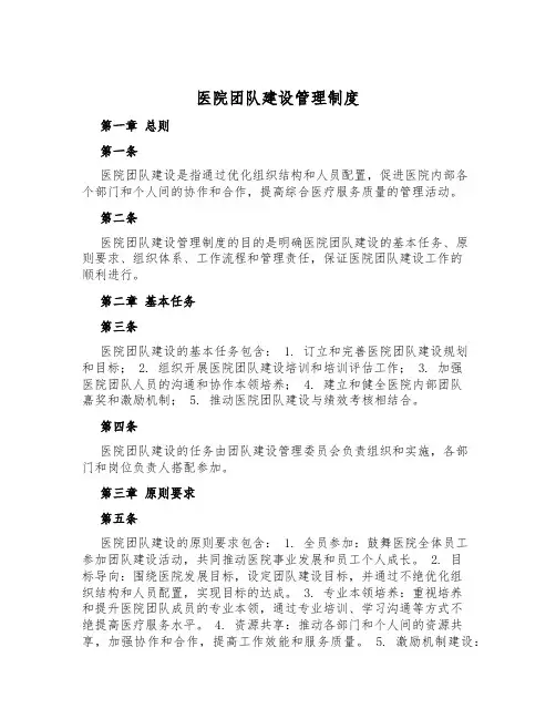 医院团队建设管理制度
