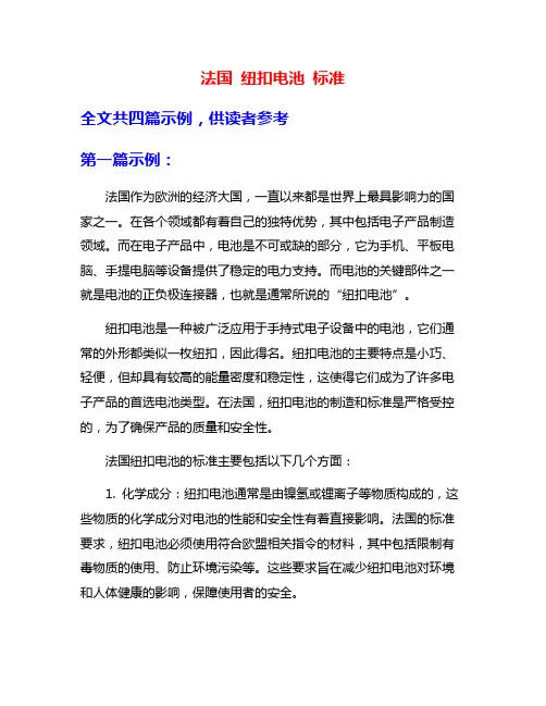 法国 纽扣电池 标准