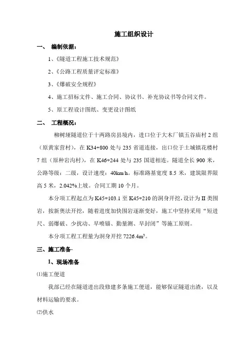 柳树亚隧道开工报告