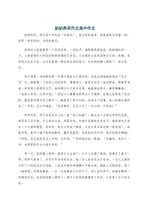 奶奶养花作文高中作文