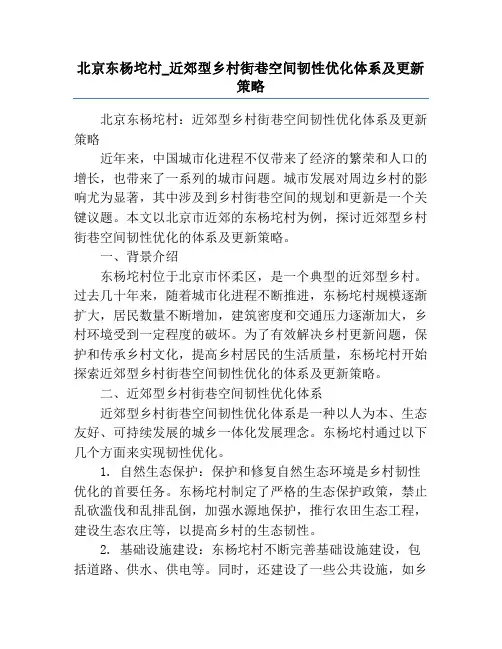北京东杨坨村_近郊型乡村街巷空间韧性优化体系及更新策略